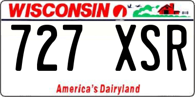 WI license plate 727XSR
