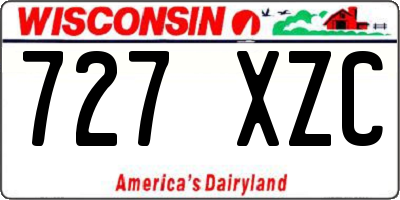 WI license plate 727XZC