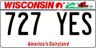 WI license plate 727YES