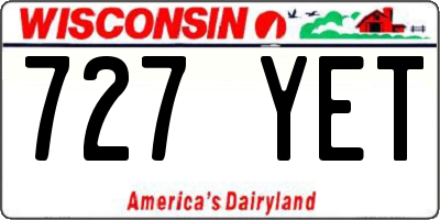 WI license plate 727YET
