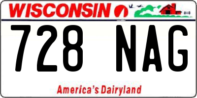 WI license plate 728NAG