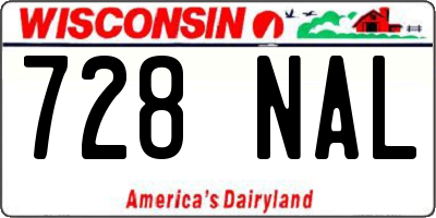 WI license plate 728NAL