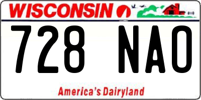 WI license plate 728NAO