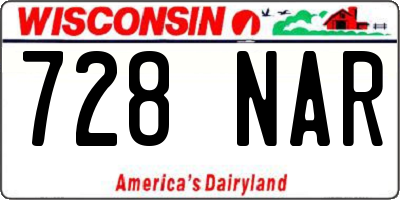 WI license plate 728NAR