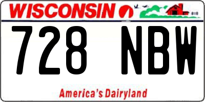 WI license plate 728NBW