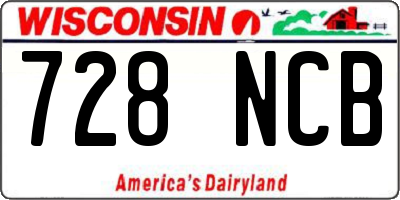 WI license plate 728NCB