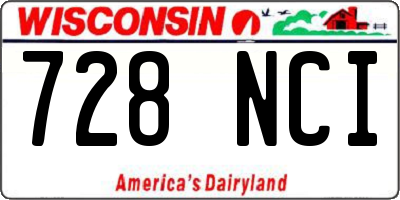 WI license plate 728NCI