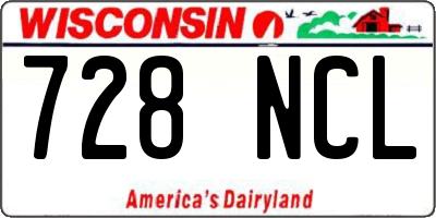 WI license plate 728NCL