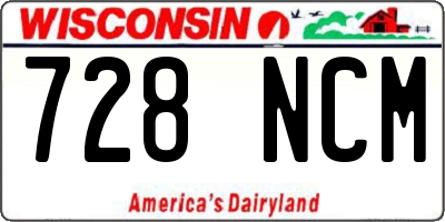 WI license plate 728NCM