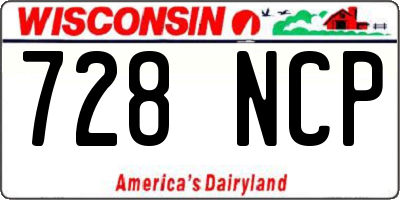 WI license plate 728NCP