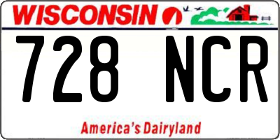 WI license plate 728NCR