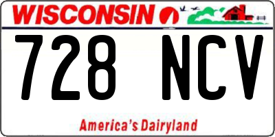 WI license plate 728NCV