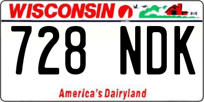 WI license plate 728NDK