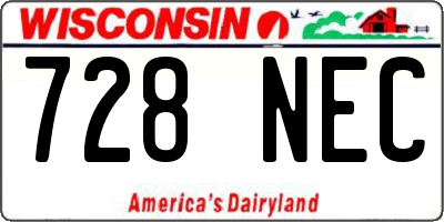WI license plate 728NEC