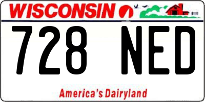 WI license plate 728NED