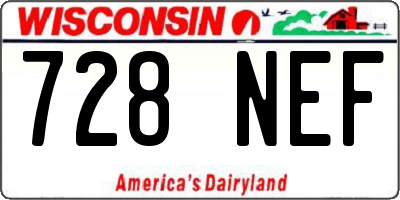 WI license plate 728NEF