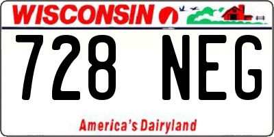 WI license plate 728NEG