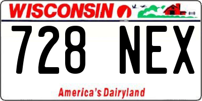 WI license plate 728NEX