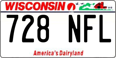 WI license plate 728NFL