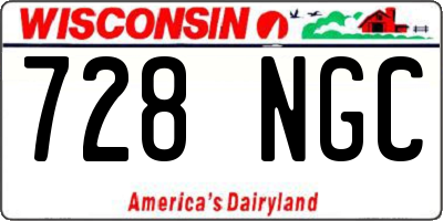 WI license plate 728NGC