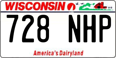 WI license plate 728NHP