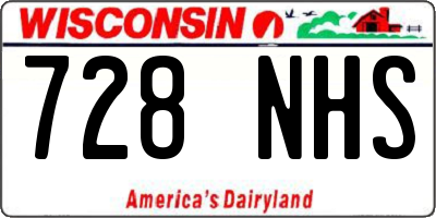WI license plate 728NHS
