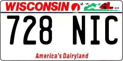 WI license plate 728NIC