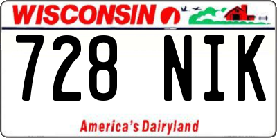 WI license plate 728NIK