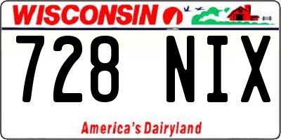 WI license plate 728NIX