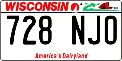 WI license plate 728NJO
