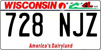 WI license plate 728NJZ