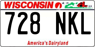 WI license plate 728NKL