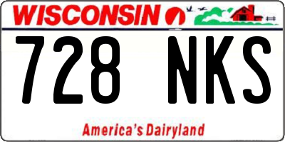 WI license plate 728NKS
