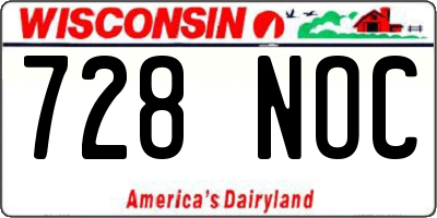 WI license plate 728NOC