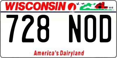 WI license plate 728NOD