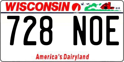 WI license plate 728NOE