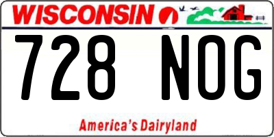 WI license plate 728NOG