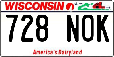 WI license plate 728NOK