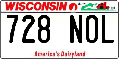 WI license plate 728NOL