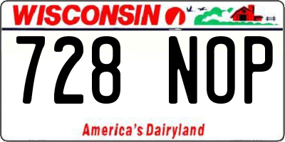 WI license plate 728NOP