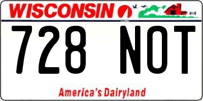 WI license plate 728NOT