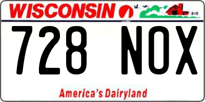 WI license plate 728NOX