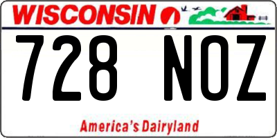 WI license plate 728NOZ