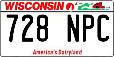 WI license plate 728NPC