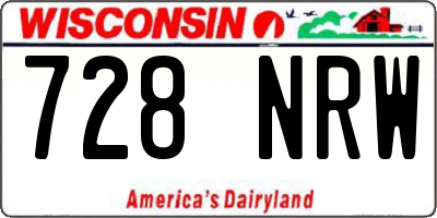 WI license plate 728NRW