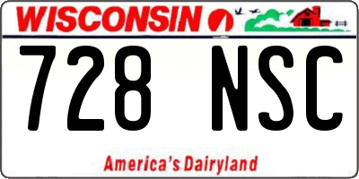 WI license plate 728NSC