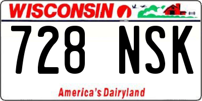 WI license plate 728NSK