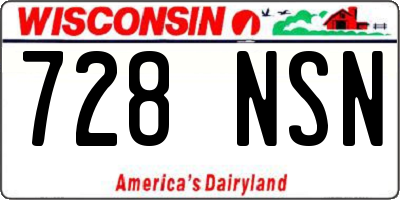 WI license plate 728NSN