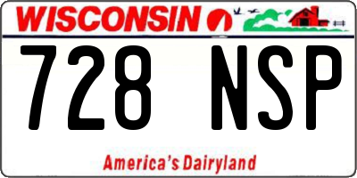 WI license plate 728NSP