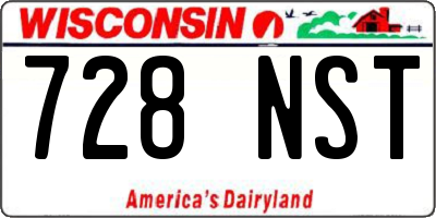 WI license plate 728NST